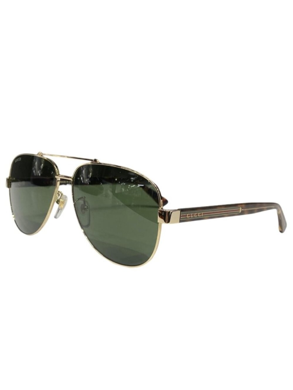 Gucci Sunglasses Web Stripe Frame Logo Tortoiseshell Green Brown Eyewear